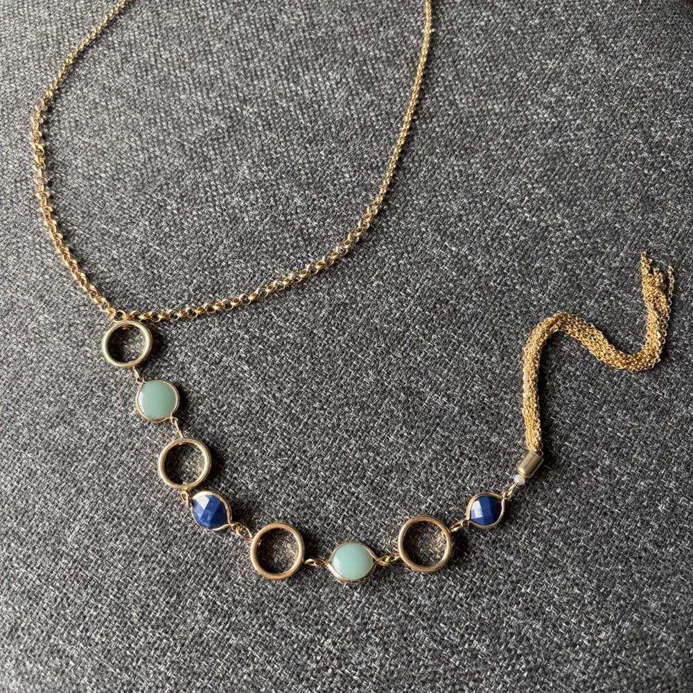 Elegant Gold and Blue Necklace